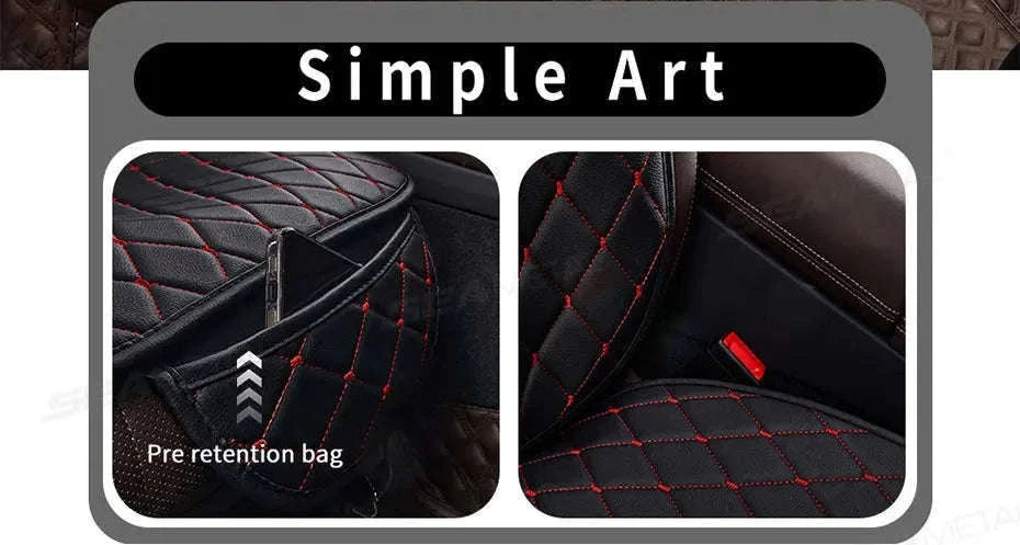 Premium Car Seat Cushion Leather Anti-Slip Breathable Car Seat Protector-Red front 1pc
