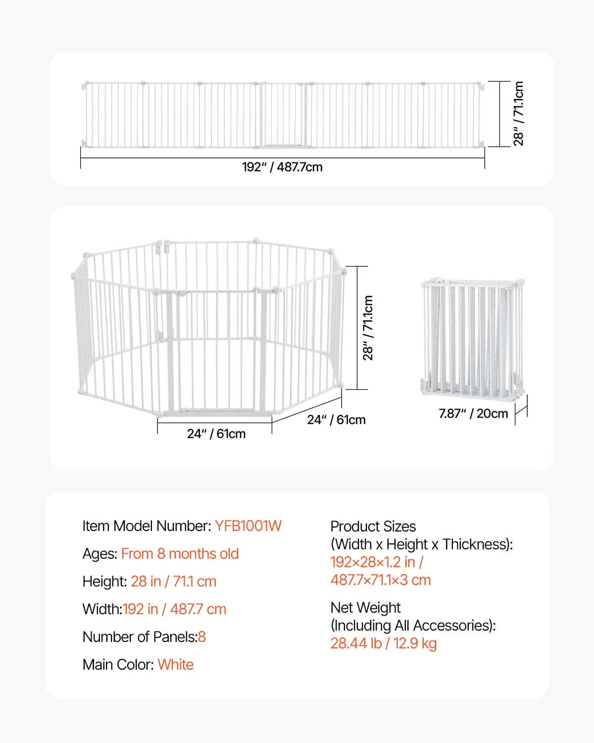 Pressure Mount Baby Gate 28–36 Inches High-B29.5-37in 30inH / United States