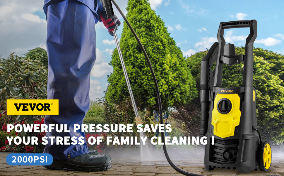 VEVOR 1500W High Pressure Car Washer 2000 PSI Electrical Portable Car Washing Machine Auto Wash Washers Spray Gun for Home Use