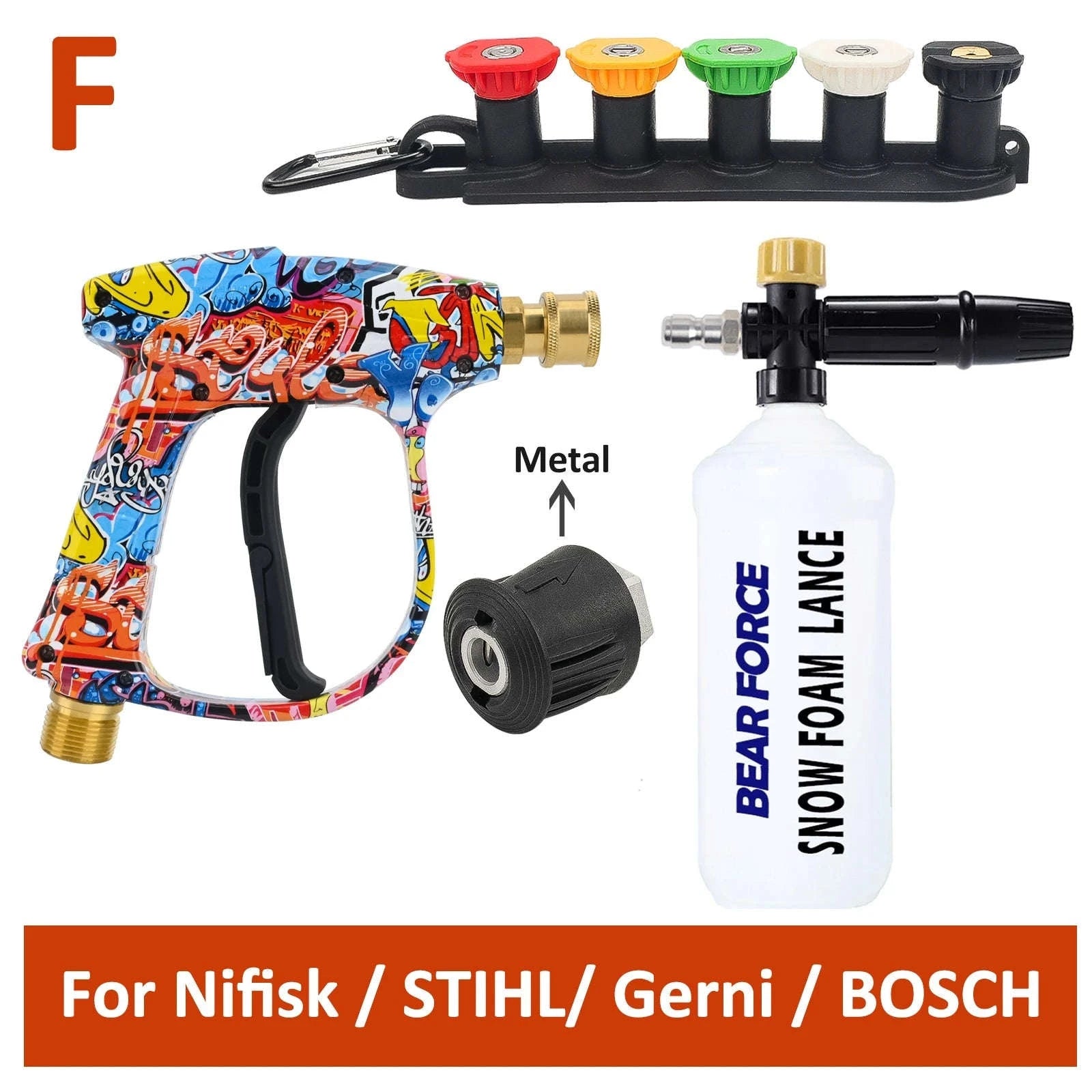 Pressure Washer Spray Gun with Quick Connect Nozzles-Type A