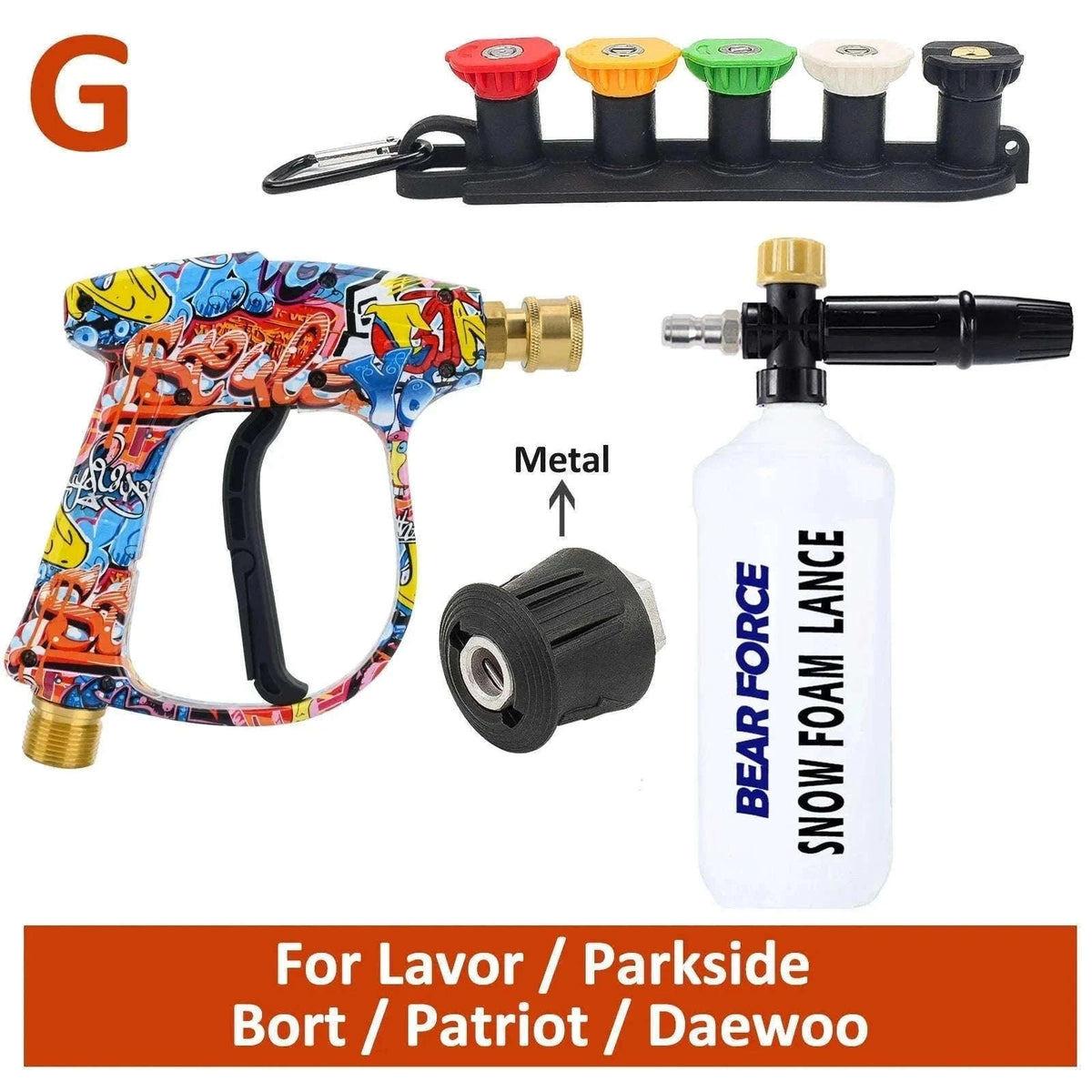 Pressure Washer Spray Gun with Quick Connect Nozzles-Type A