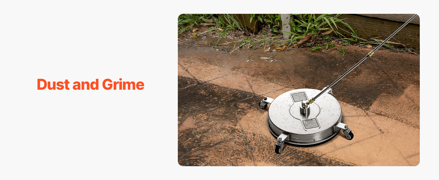 Pressure Washer Surface Cleaner with 4 Wheels for Concrete Patio Deck