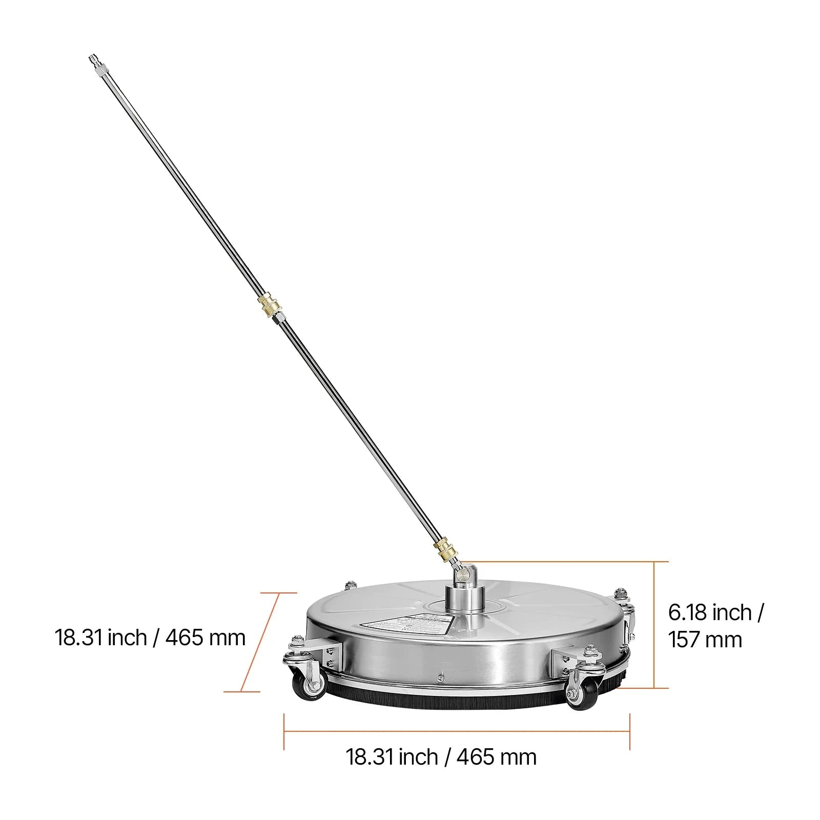 Pressure Washer Surface Cleaner with 4 Wheels for Concrete Patio Deck-15in Steel / Germany / Manual