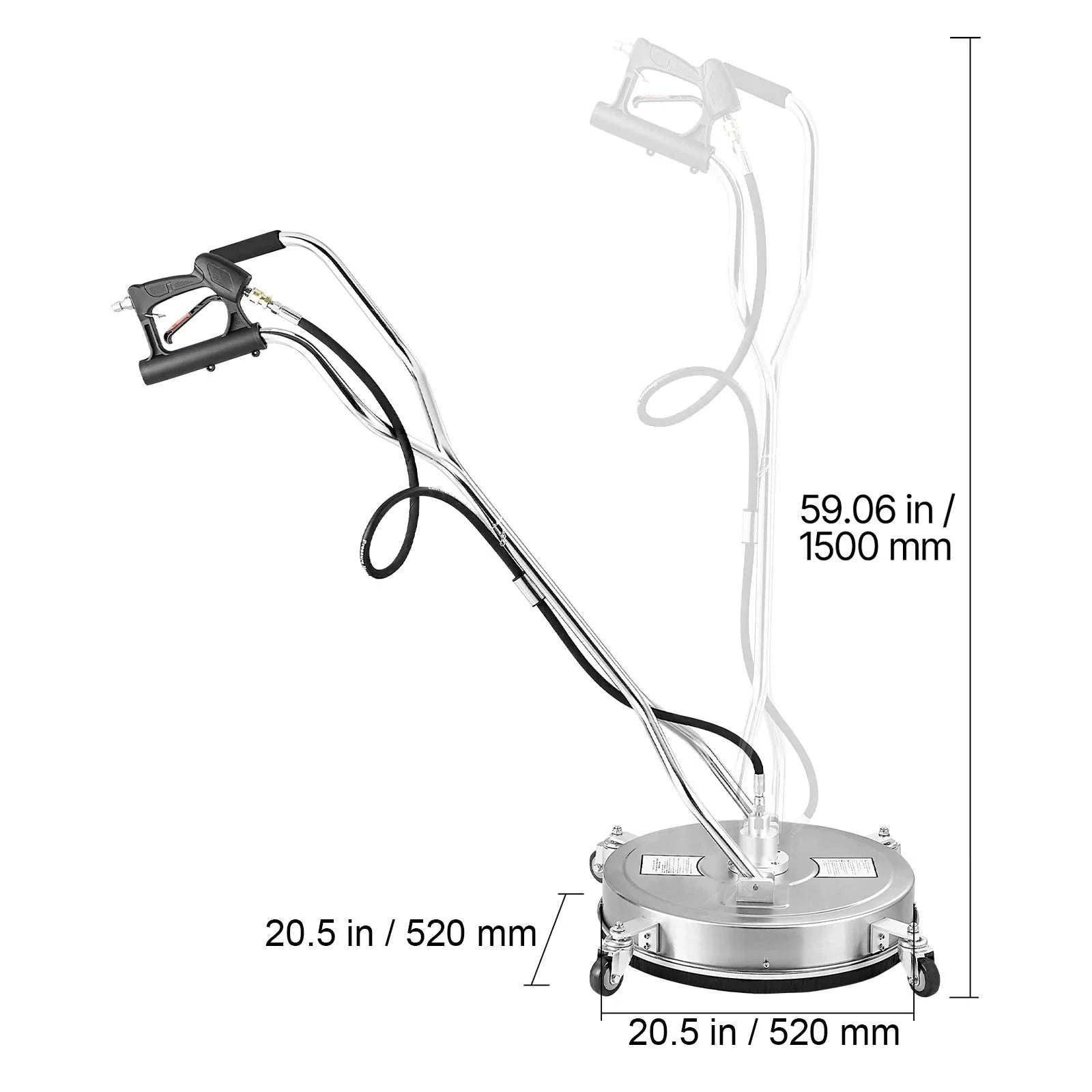Pressure Washer Surface Cleaner with 4 Wheels for Concrete Patio Deck-15in Steel / Germany / Manual