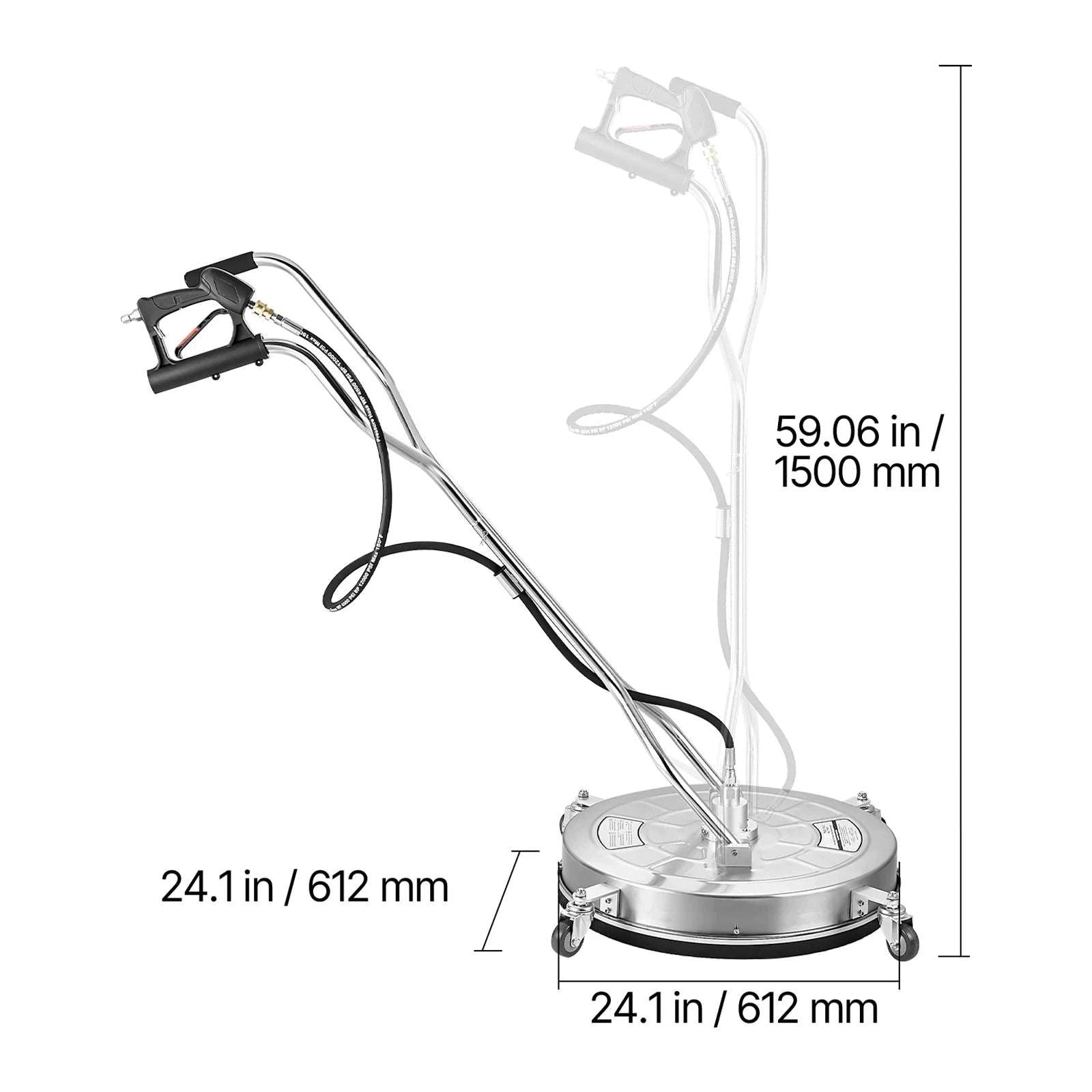 Pressure Washer Surface Cleaner with 4 Wheels for Concrete Patio Deck-15in Steel / Germany / Manual