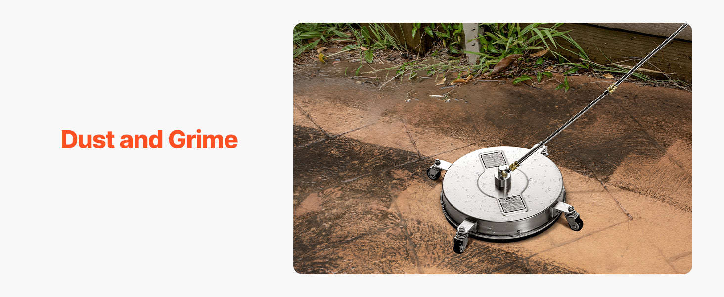 Pressure Washer Surface Cleaner with 4 Wheels for Concrete Patio Deck-15in Steel / Germany / Manual