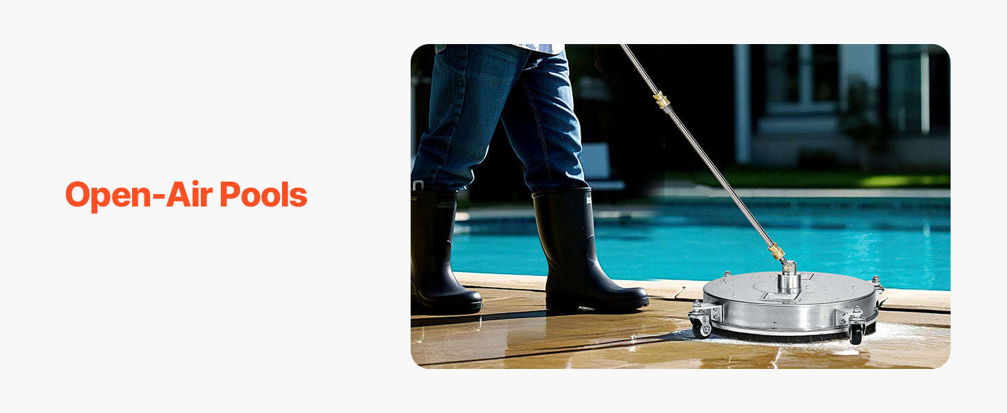 Pressure Washer Surface Cleaner with 4 Wheels for Concrete Patio Deck-15in Steel / Germany / Manual