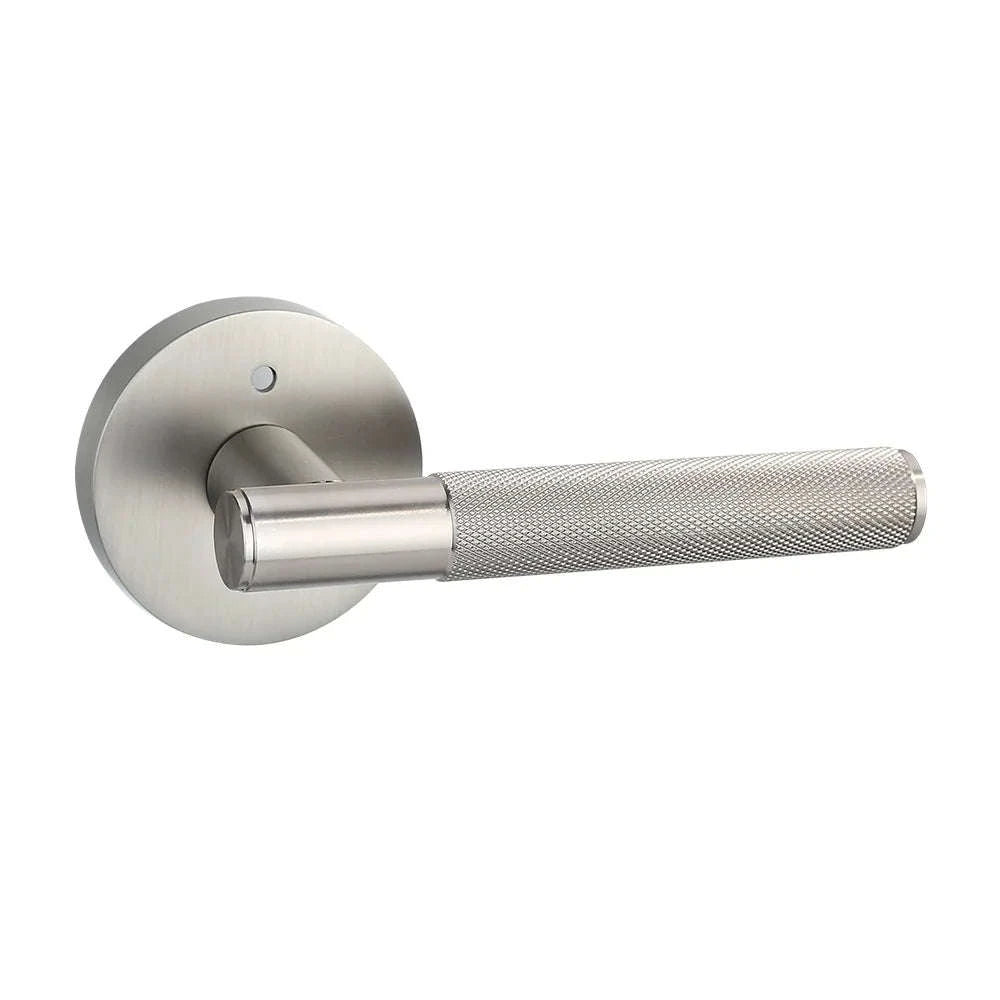 Privacy Door Handle Knurled Lever Lock Reversible Keyless-Matte Nickel / United States