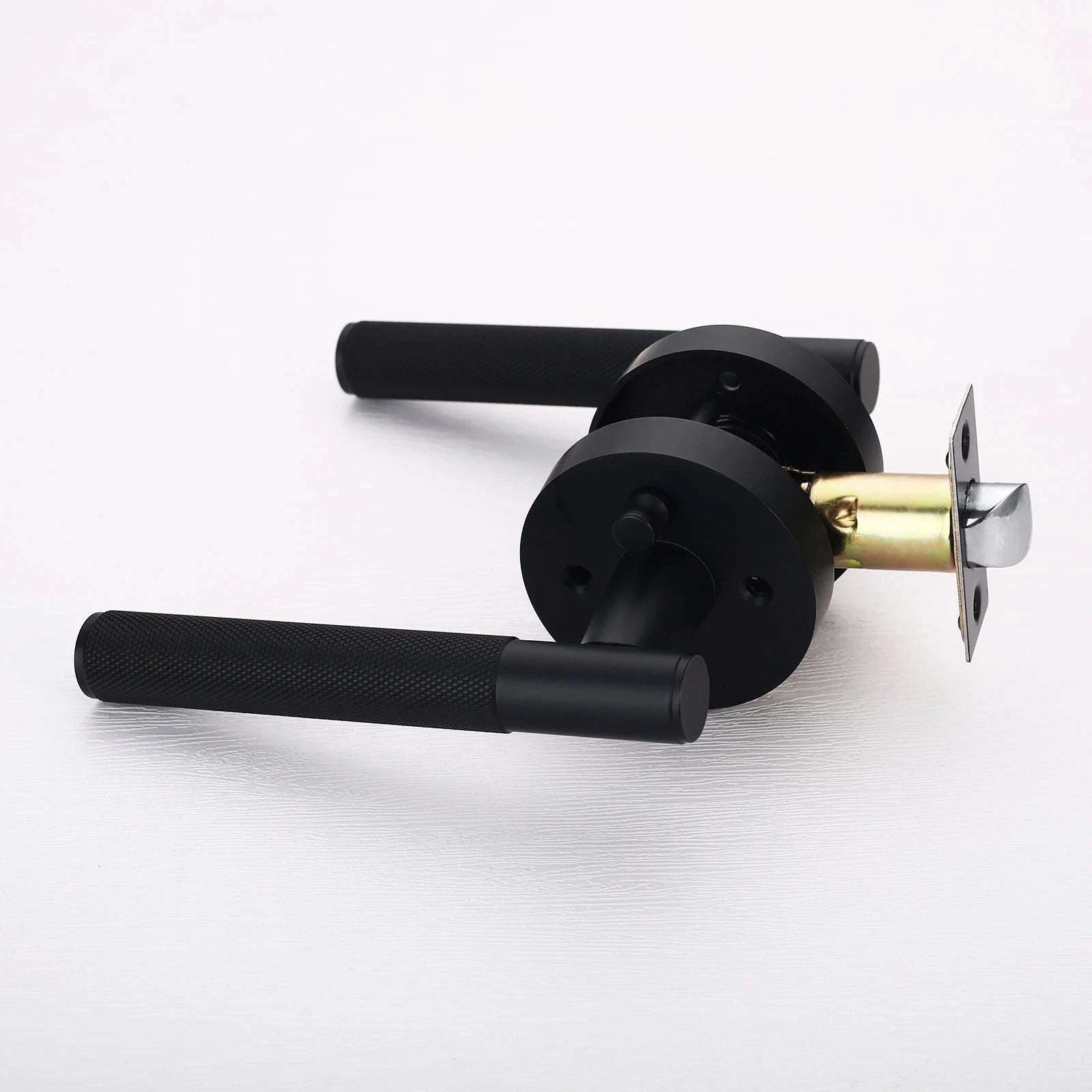 Privacy Door Handle Knurled Lever Lock Reversible Keyless-Matte Nickel / United States