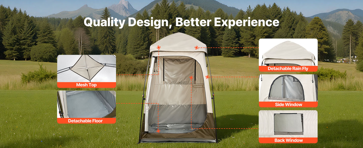 SucceBuy Camping Shower Tent 1 Room Foldable Privacy Tent Changing Room with Ground Stakes Ropes Carry Bag and Crossbar