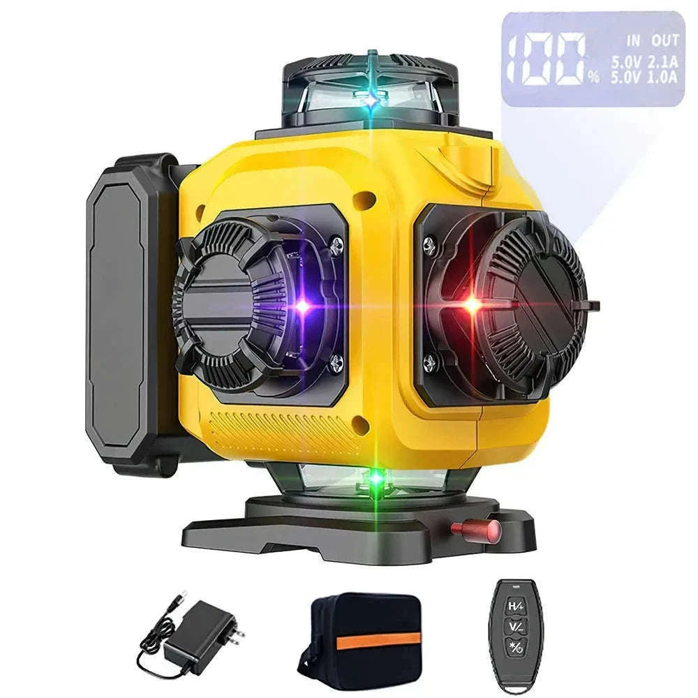 Pro 16-Line 4D Green Beam Laser Level for Accurate Layouts-Tripod + Plastic box 2 Battery / Poland