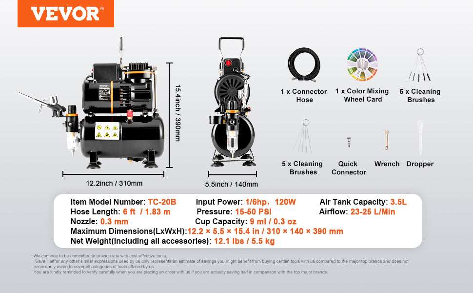 Professional Airbrush Kit with Dual Fan Compressor & 3 Nozzle Sizes-Type B / United States