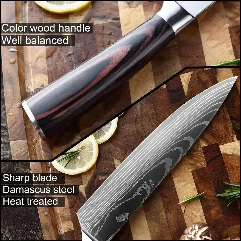 Professional Damascus Kitchen Knife-5inch santoku knife