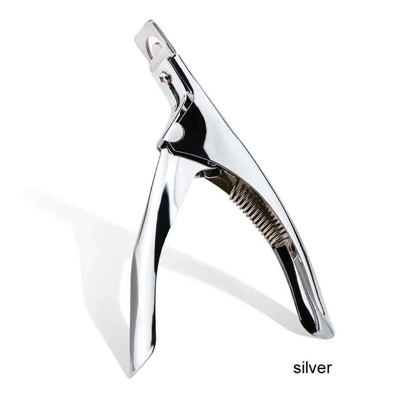 Professional False Nail Nippers U‑Type Pointed Clippers-Sliver