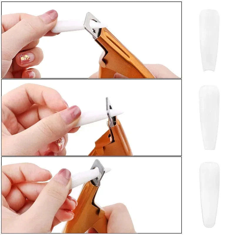 Professional False Nail Nippers U‑Type Pointed Clippers-Sliver