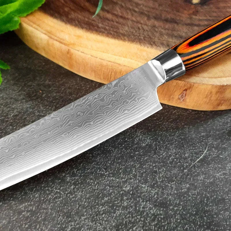 Professional Japanese Damascus Chef Cleaver Knife with Wooden Handle-1pcs with cover