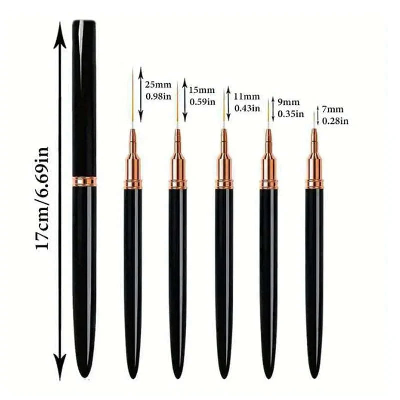 Professional Nail Art Liner Brushes Set-pink 5pcs