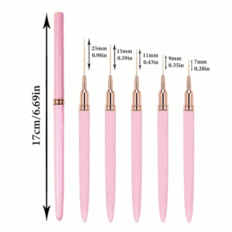 Professional Nail Art Liner Brushes Set-pink 5pcs