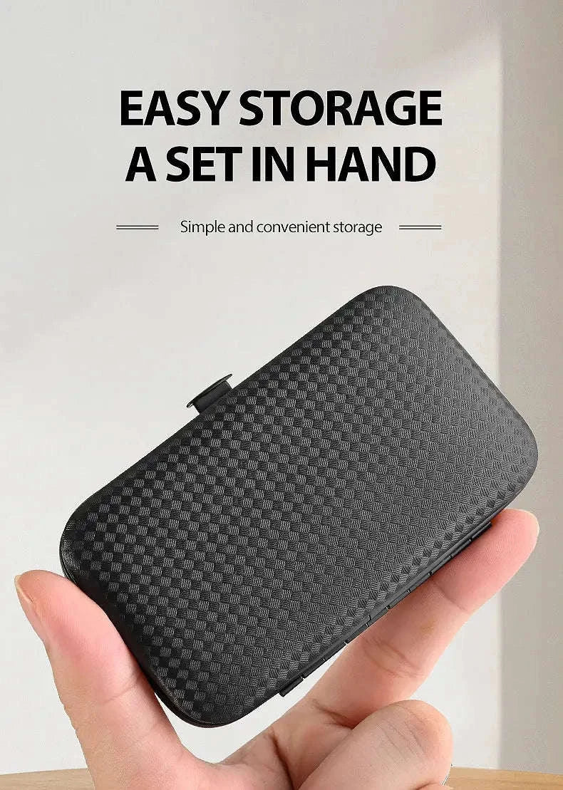 Professional Stainless Steel Manicure Set – 7-Piece Grooming Kit in Leather Pouch-10 PCS SET