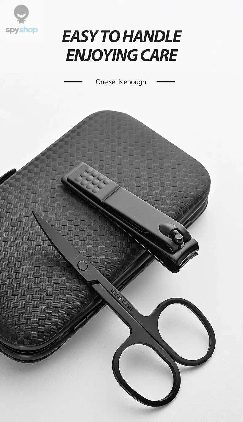 Professional Stainless Steel Manicure Set – 7-Piece Grooming Kit in Leather Pouch-10 PCS SET