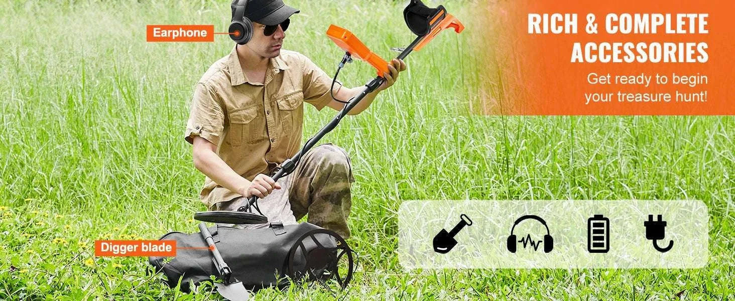 Professional Waterproof Metal Detector with 12" Coil & 7 Modes-12 Inch Search Coil / GERMANY