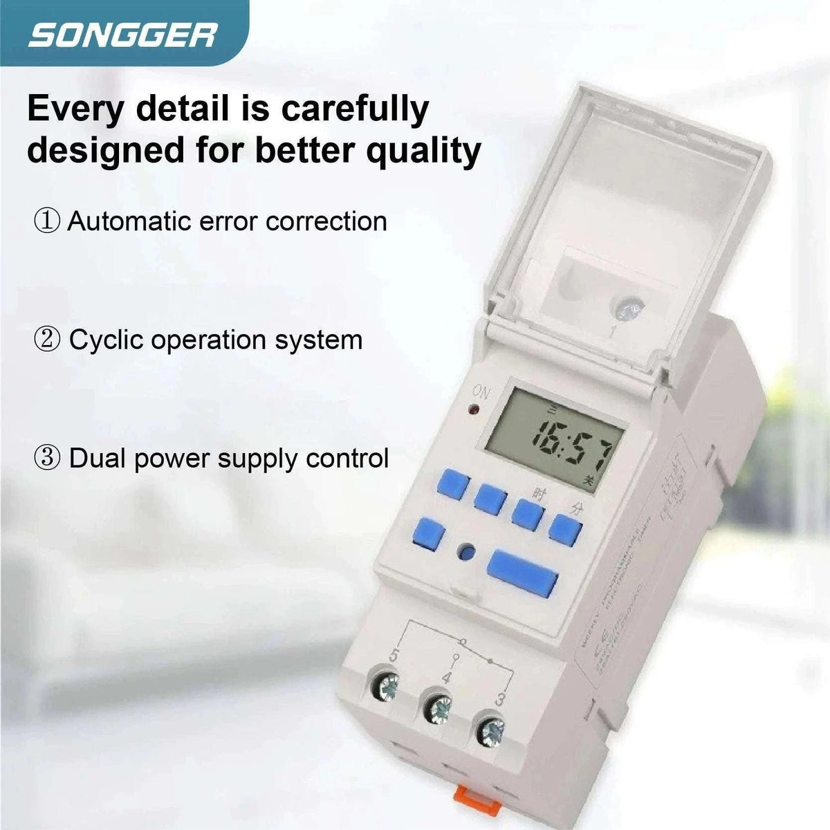 Programmable DIN Rail Digital Timer Switch with 16 Schedules-AC220V