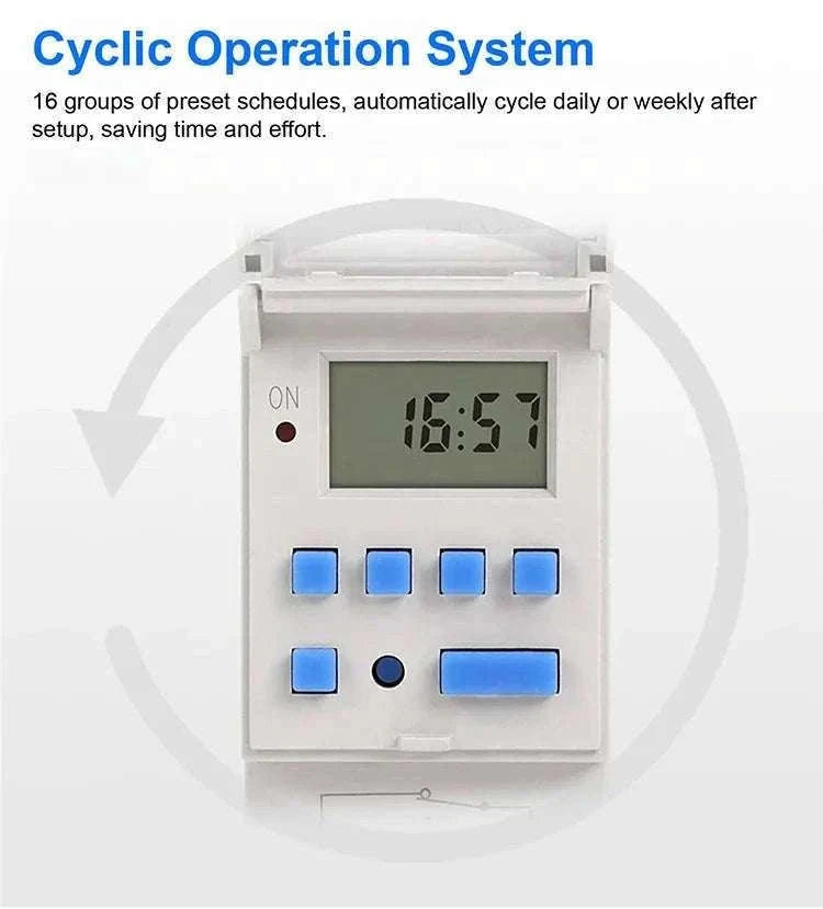Programmable DIN Rail Digital Timer Switch with 16 Schedules-AC220V