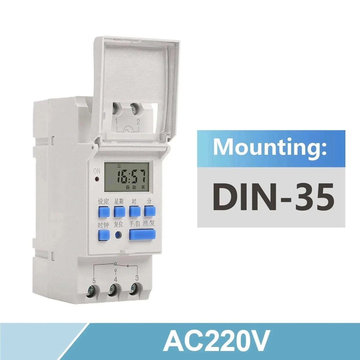 Programmable DIN Rail Digital Timer Switch with 16 Schedules-AC220V