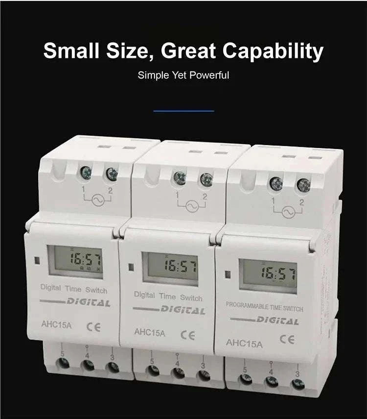 Programmable DIN Rail Digital Timer Switch with 16 Schedules-AC220V