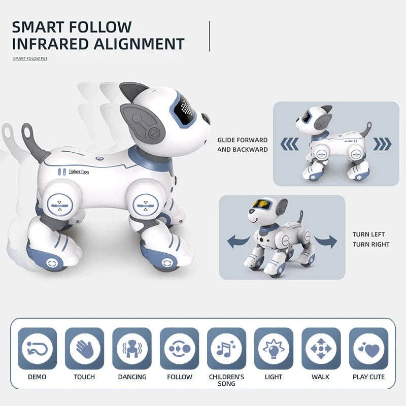 Programmable Remote Control Robot Dog Toy-light red pro