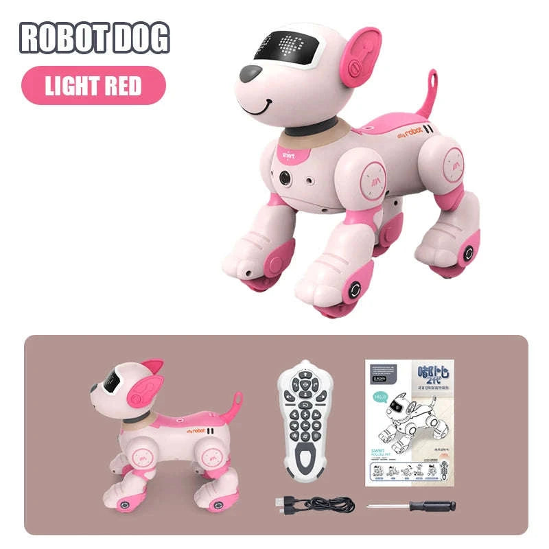 Programmable Remote Control Robot Dog Toy-light red pro