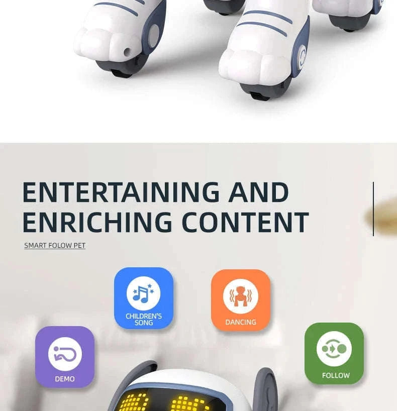 Programmable Remote Control Robot Dog Toy with Stunts and Voice Response-light red pro