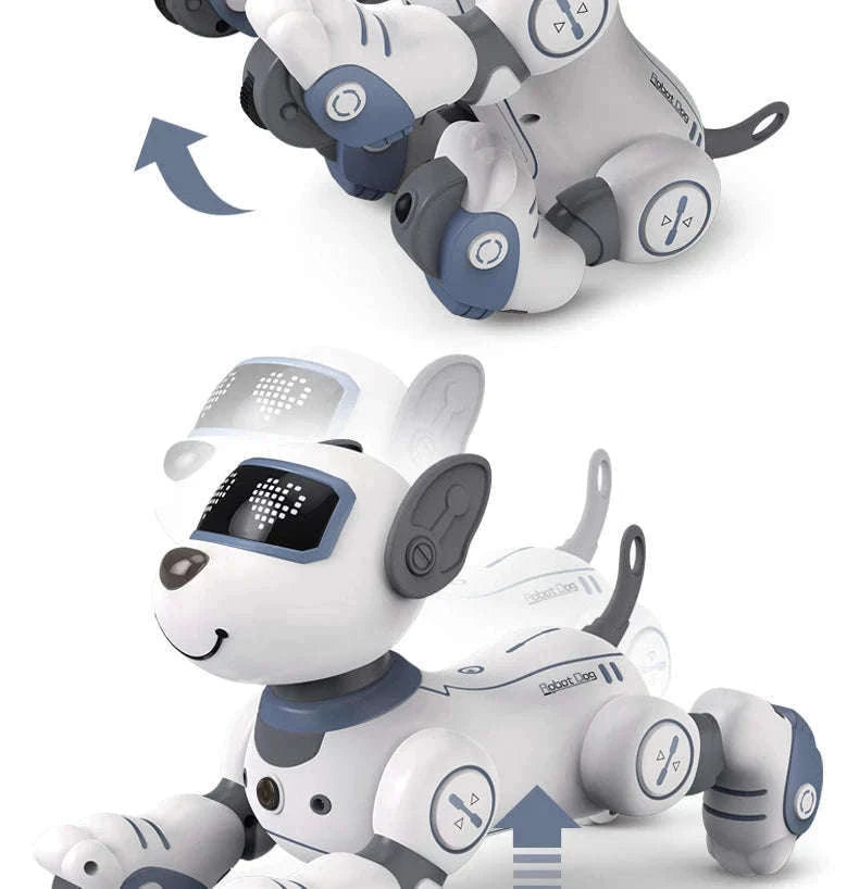Programmable Remote Control Robot Dog Toy with Stunts and Voice Response-light red pro
