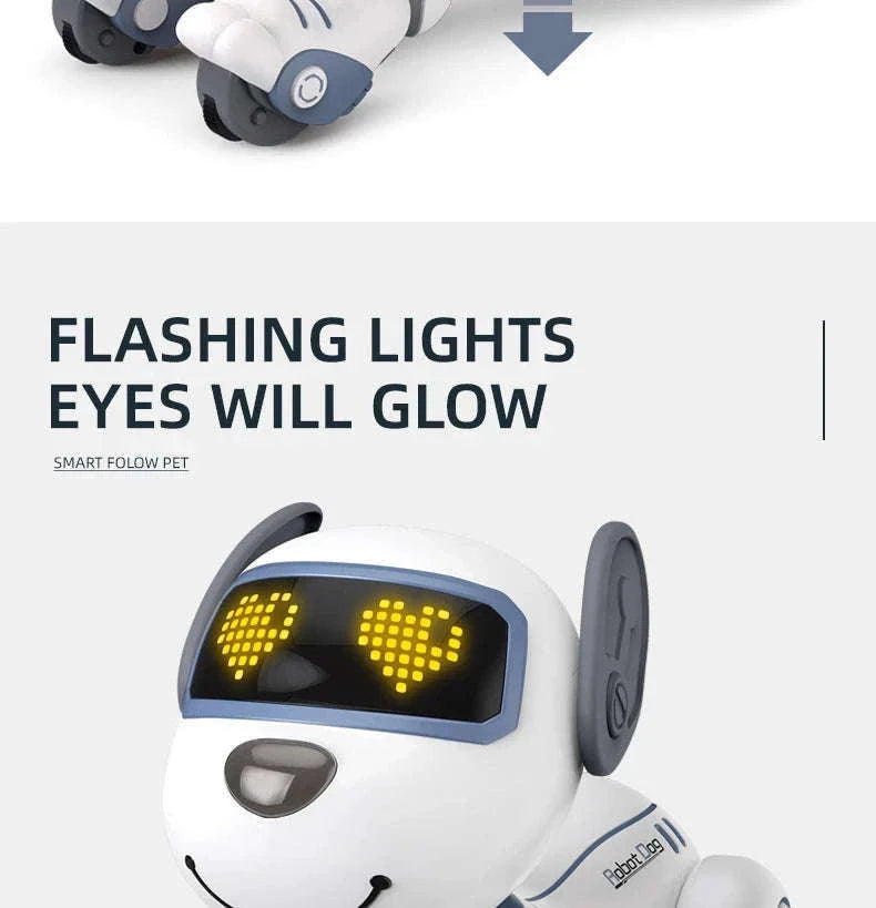 Programmable Remote Control Robot Dog Toy with Stunts and Voice Response-light red pro