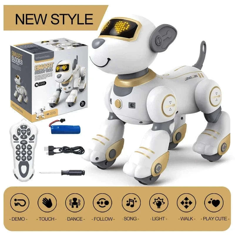 Programmable Robot Dog Toy with Remote Control and Stunt Moves-Yellow