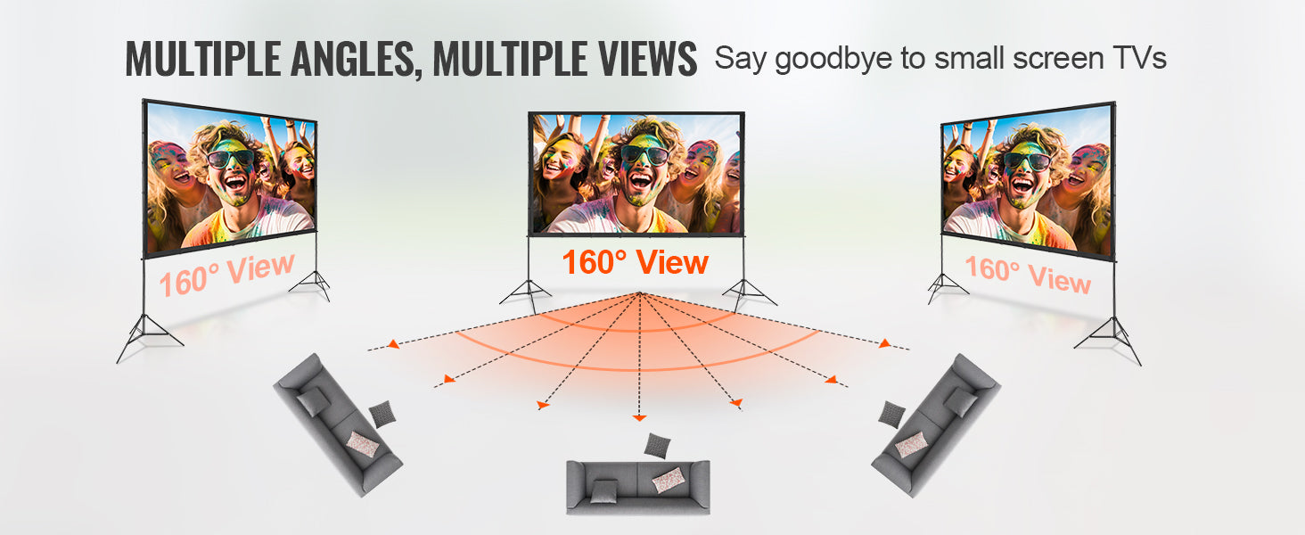 Écran de projecteur portable avec support pour cinéma à domicile et en plein air