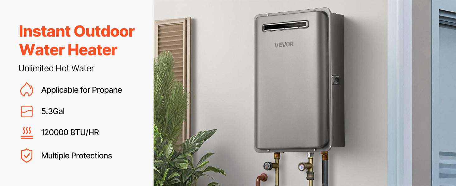 Propane Tankless Water Heater 5.3 Gal 120000 BTU Outdoor-5.3gal / United States