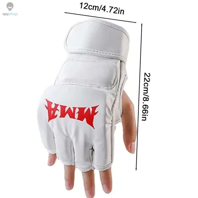 PU Half-Finger Boxing Gloves for MMA & Muay Thai-Black