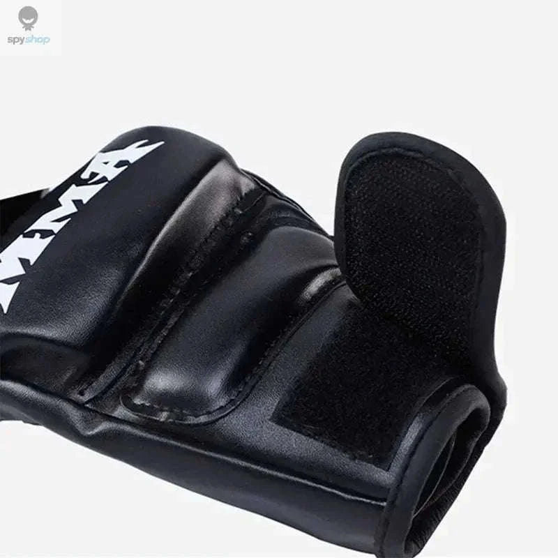 PU Half-Finger Boxing Gloves for MMA, Muay Thai & Training-Black