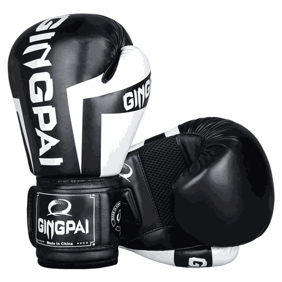 PU Leather Boxing Gloves for Training-No.1 all black / 12oz