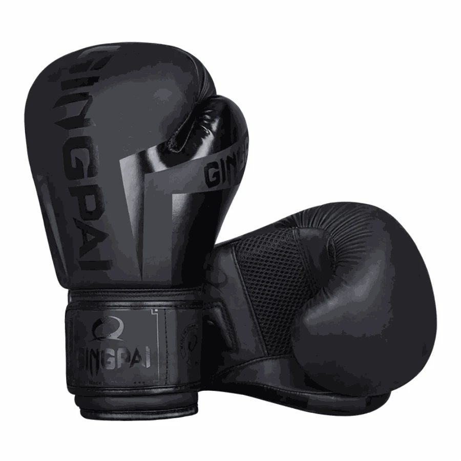 PU Leather Boxing Gloves for Training-No.1 all black / 12oz