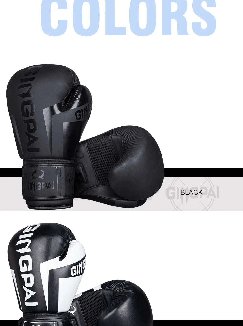 PU Leather Boxing Gloves for Training-No.1 all black / 12oz