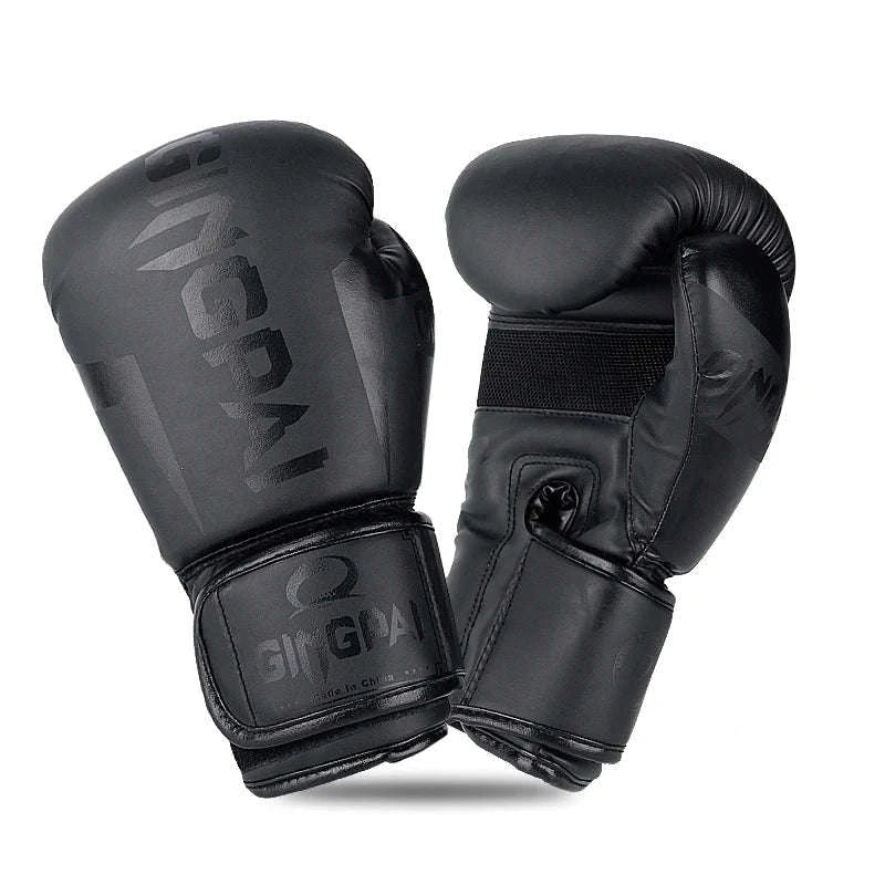 PU Leather Boxing Gloves for Training-No.1 all black / 12oz