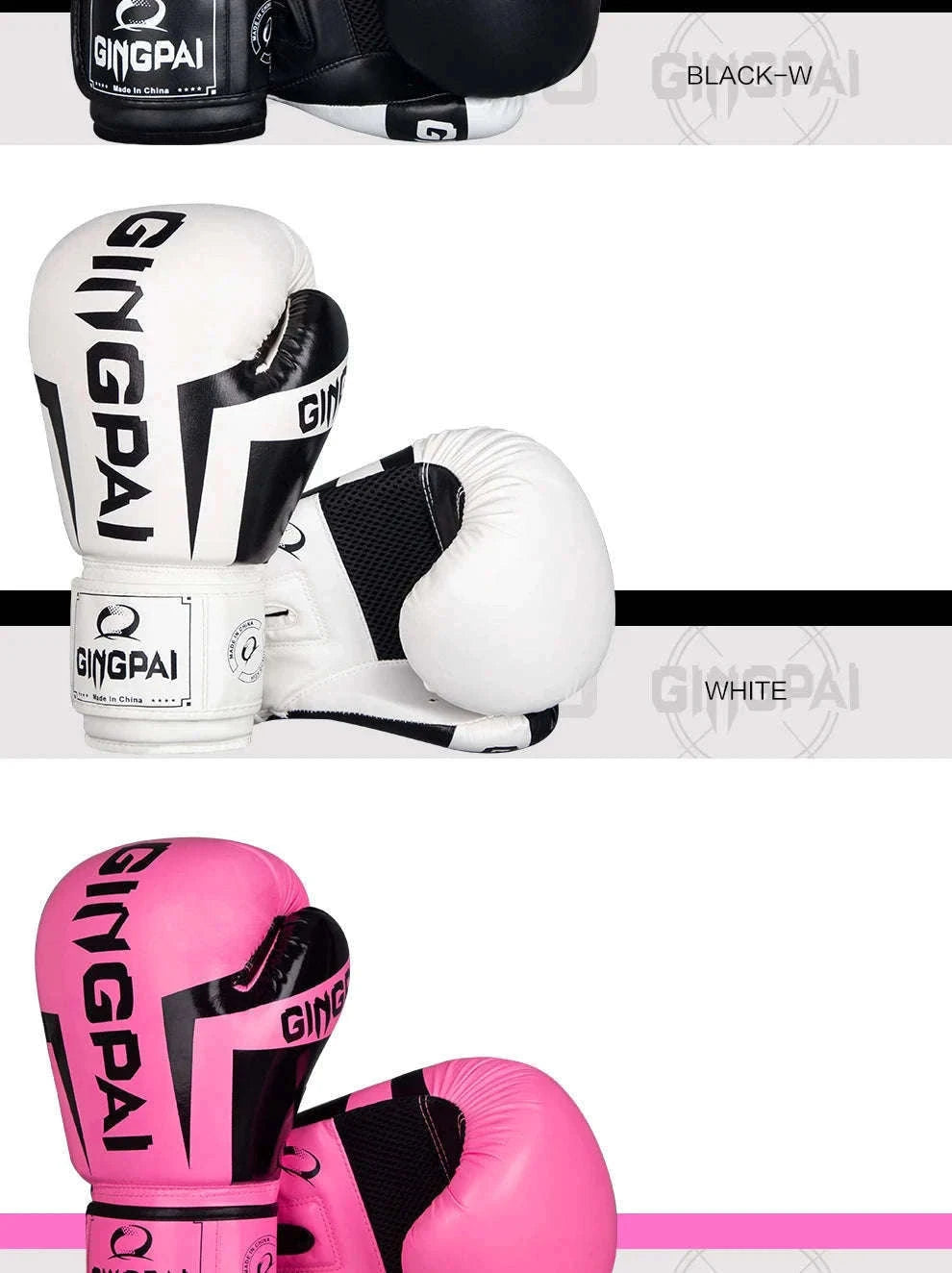 PU Leather Boxing Gloves for Training, Sparring and Bag Work-No.1 all black / 12oz