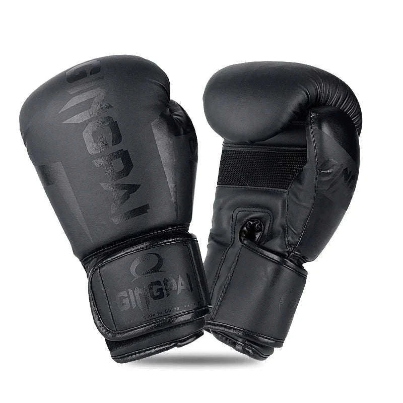 PU Leather Boxing Gloves for Training, Sparring and Bag Work-No.1 all black / 12oz