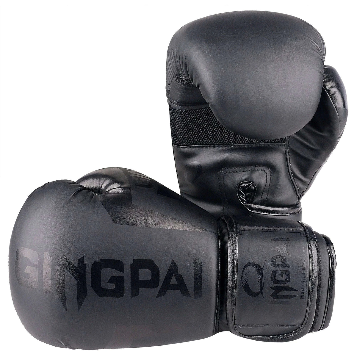 PU Leather Boxing Gloves for Training, Sparring and Bag Work-No.1 all black / 12oz