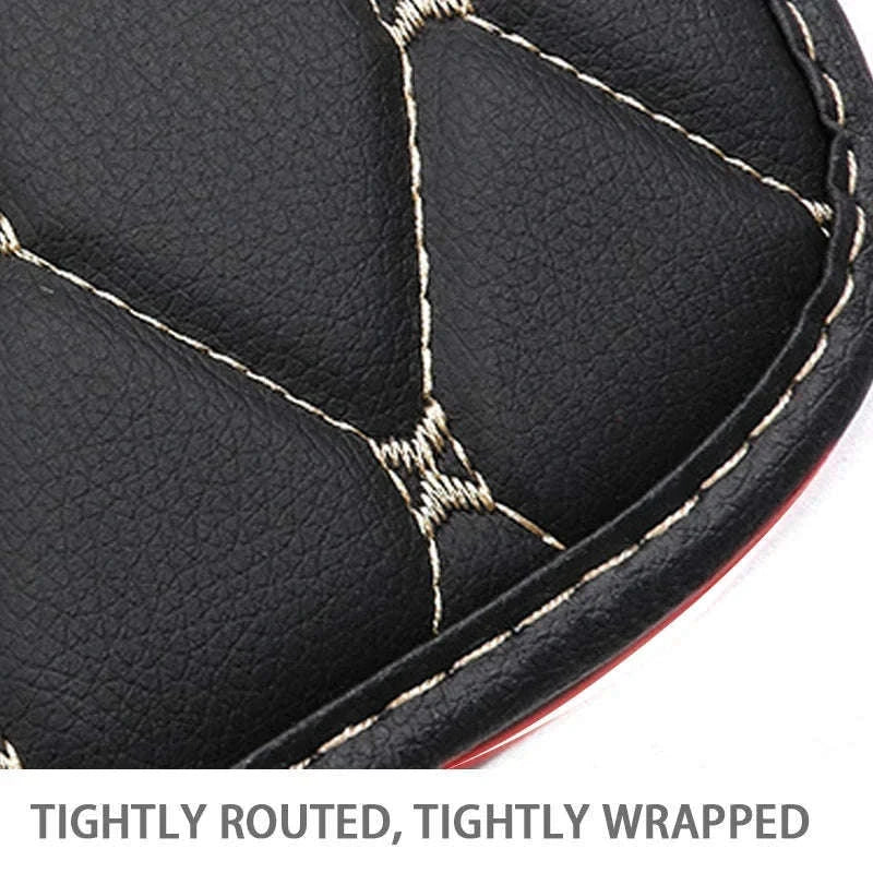 PU Leather Car Anti-Kick Seat Back Protector with Pocket-1pc large White line