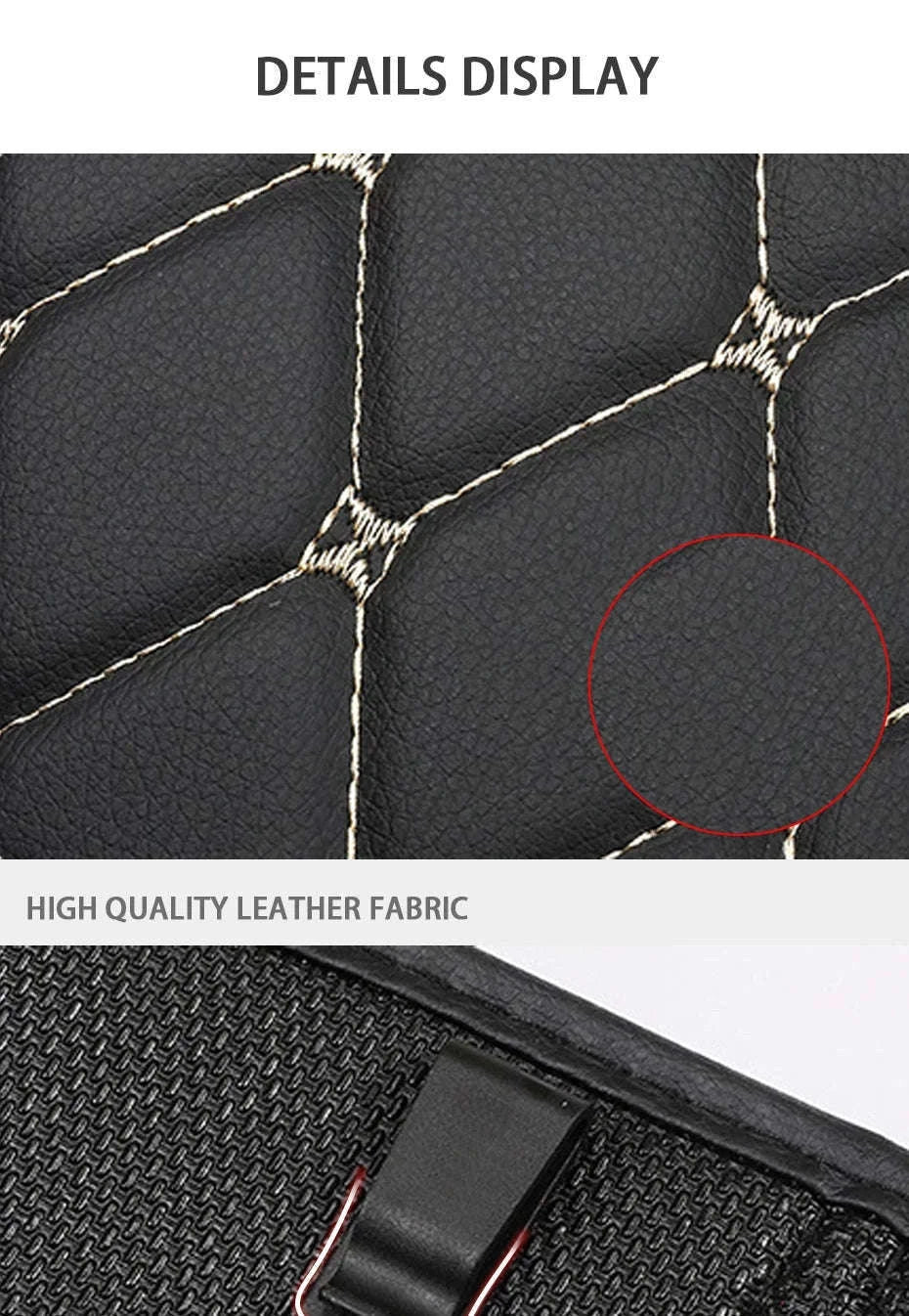 PU Leather Car Anti-Kick Seat Back Protector with Pocket-1pc large White line
