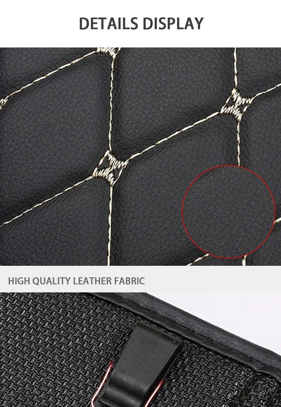 PU Leather Car Anti-Kick Seat Back Protector with Pocket-1pc large White line