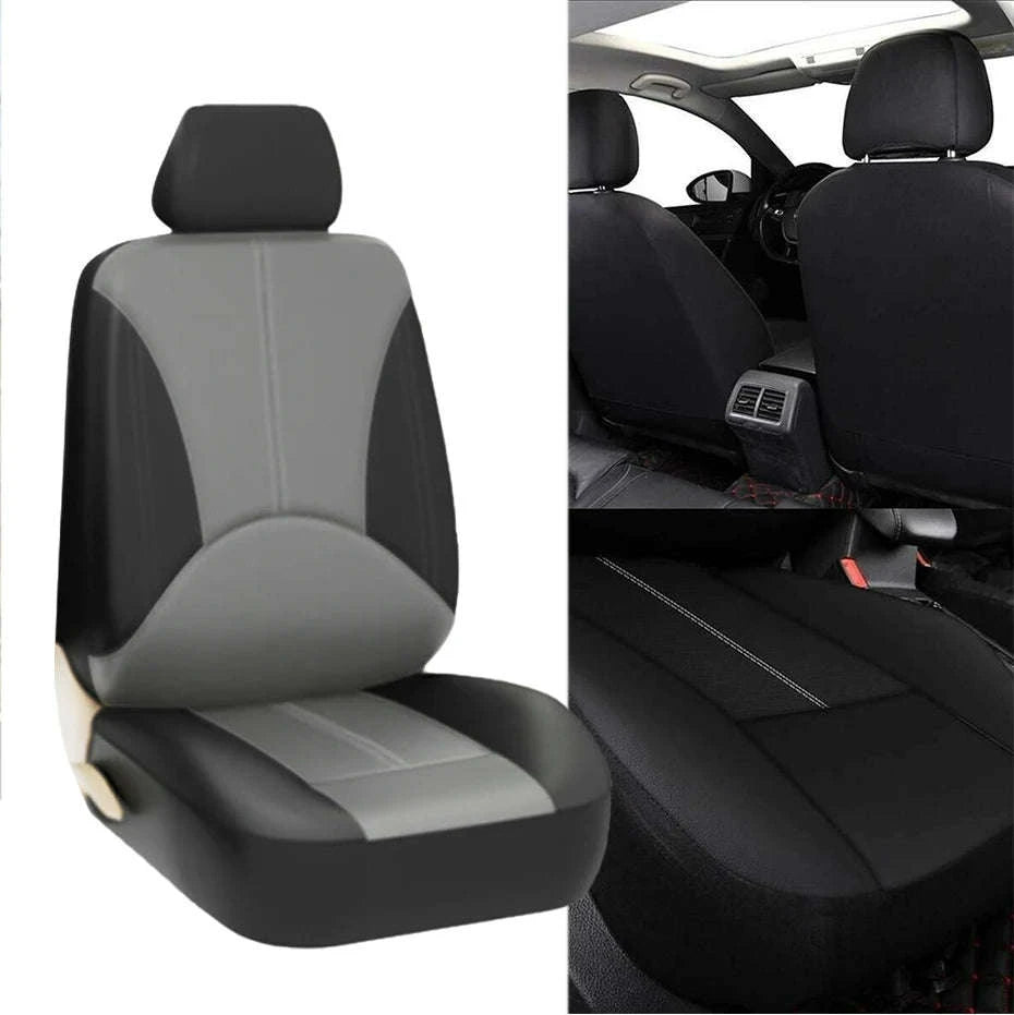 PU Leather Car Seat Cover Set for 5-Seat Vehicles-Black set x 1